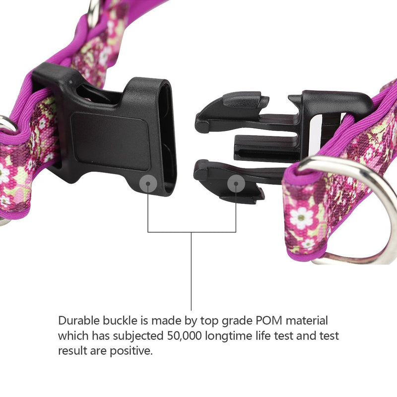 [Australia] - Rnker Step-in Harnesses, no Pull, Flowers Pattern hot Stamping, Neoprene Padded, Adjustable Walking, Training Dog Harness M (19.5-25.5" Chest Girth) Purple 