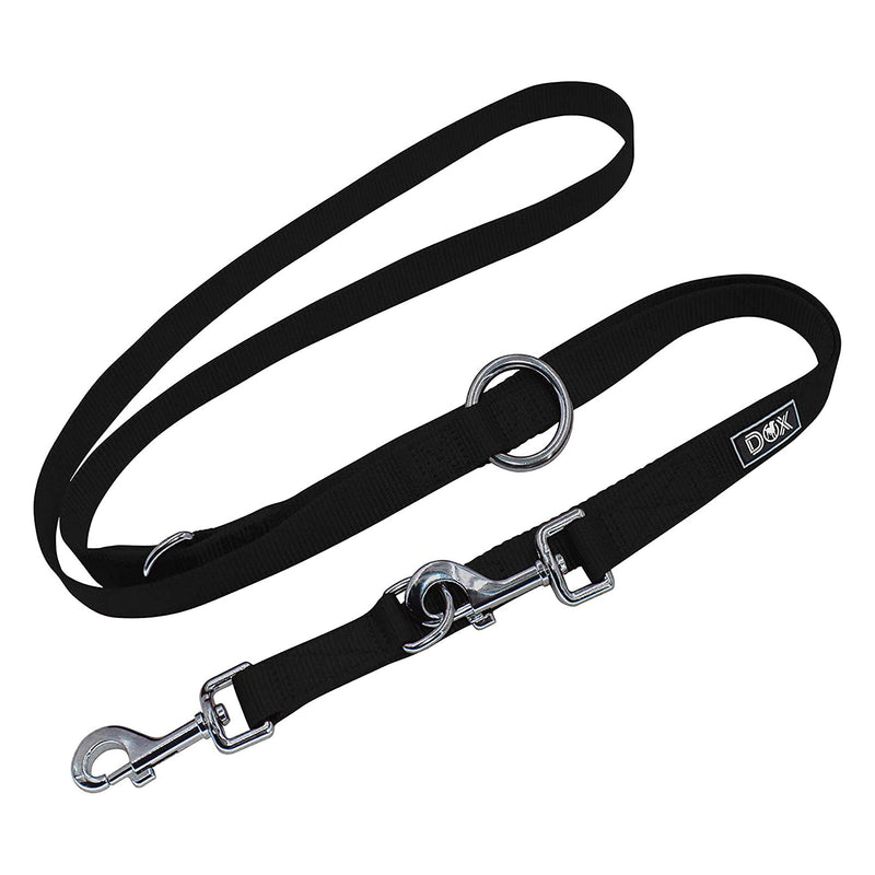 DDOXX dog leash nylon, 3-way adjustable, 2m | for small & large dogs | Double Leash Two Dog Cat Puppy | Towing leash large | Lead leash small | Running leash puppy leash | M, Black M - 2.0 x 200 cm - PawsPlanet Australia