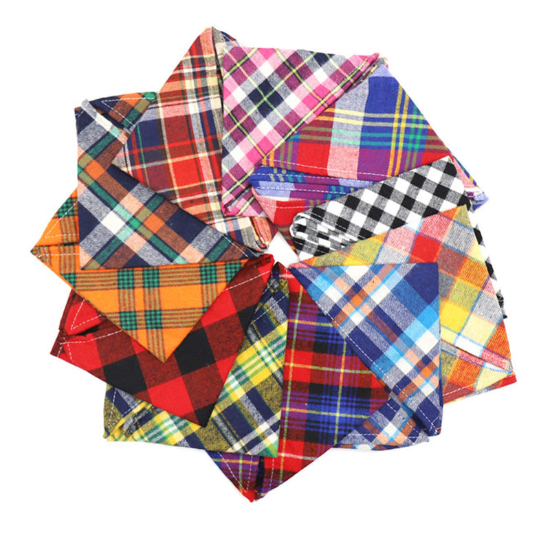 [Australia] - Trasen Pet 12 Pack Classic Pet Dog Bandanas Washable Triangle Plaid Adjustable Dog Scarf Bow Tiess 