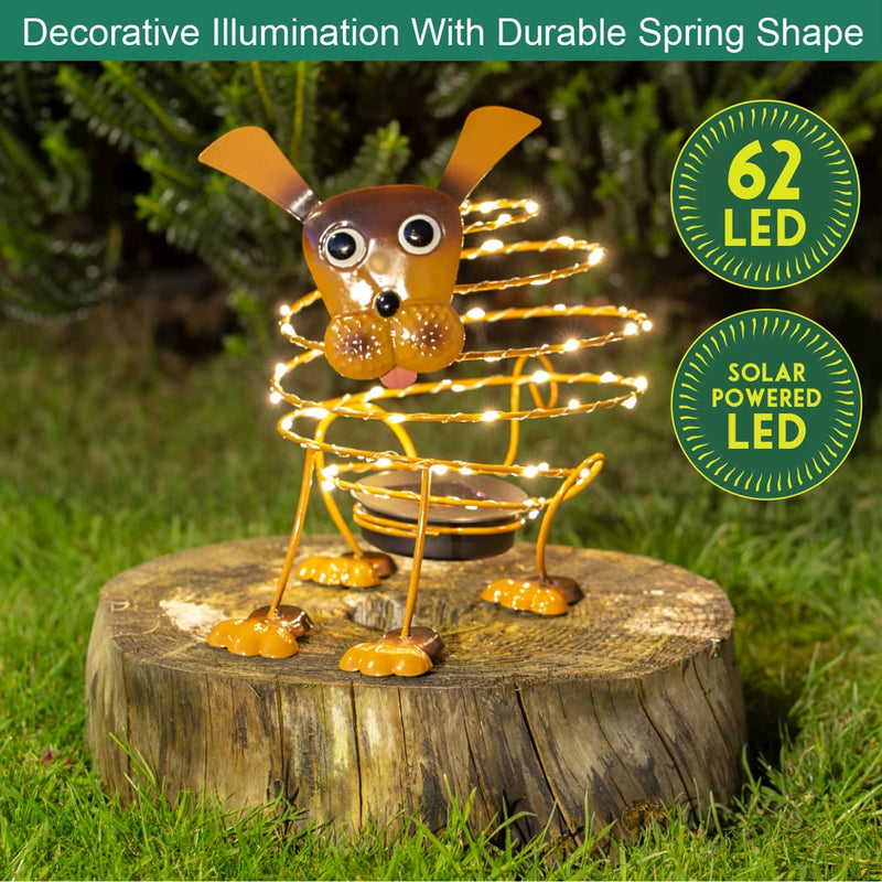 GardenKraft 14940 Solar Powered Light Up Dog Garden Feature / 62 Micro LED’s / 4D Moving Effect / Unique Metal Garden Ornament / Auto-On Feature / Weatherproof Material / Brown Colour Solar Wire Dog - PawsPlanet Australia