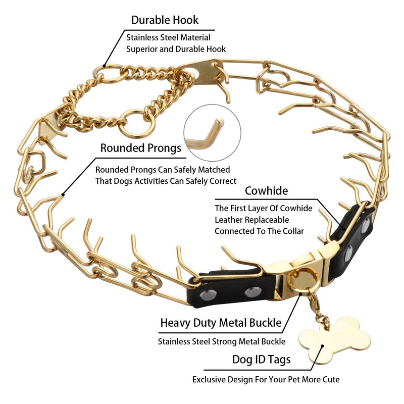 DYJKOUG Dog Prong Collar Dog Training Collar with Tag Buckle Quick Release Adjustable for Medium Large XL Dog Behavior Training Sizing 24-30 inches - PawsPlanet Australia