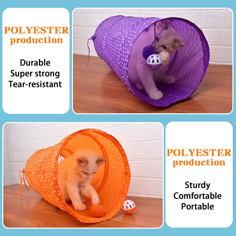 Pet Tunnel Tube Toy Orange Foldable Cat Dog Play Interactive Training Puppy Outdoor Indoor Supplies color 2 - PawsPlanet Australia