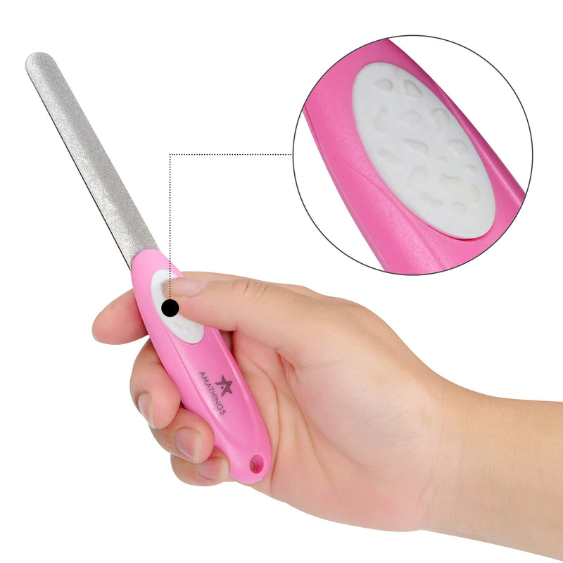 AMATHINGS claw scissors soft grip protection claw pliers in professional quality with precision blades in 12 cm - 16 cm, additional 10 double-sided disposable files/premium claw file 16 cm file in pink - PawsPlanet Australia
