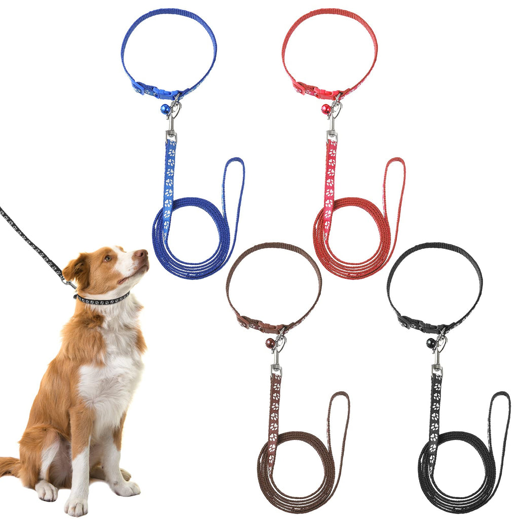 FANTESI 4 Piece Puppy Collars with Leash Set Dog Collar and Leash Adjustable Dog Collar Quick Release Soft Nylon Pet Collar for Puppies Small Medium Dogs Cats - PawsPlanet Australia