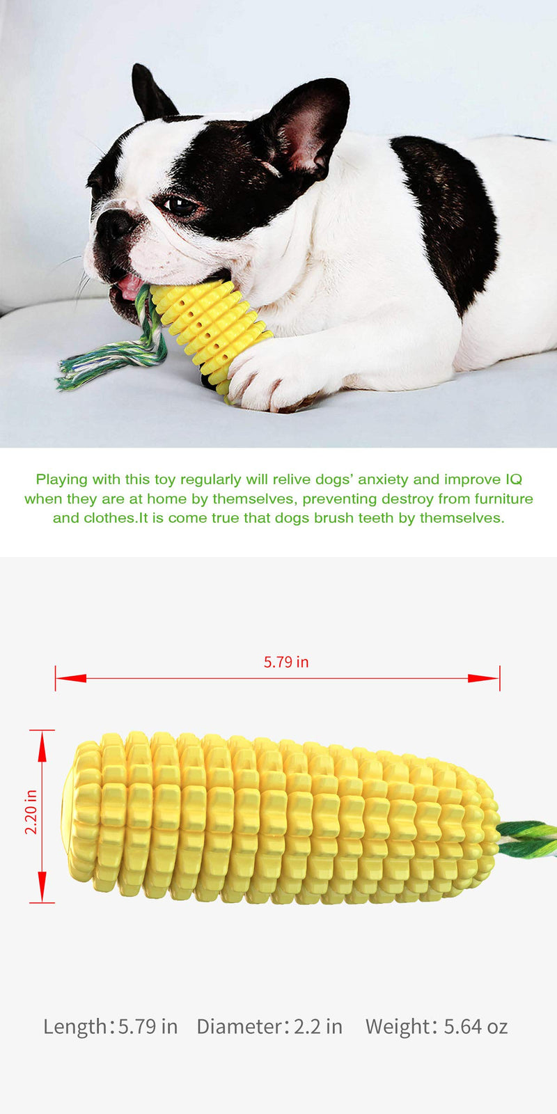 Dog Toothbrush, Corn Shaped Squeaky Dog Chew Toys with Cotton Rope, Durable Rubber Puppy Teeth Cleaning Chew Toys for Small Medium and Large Dogs - PawsPlanet Australia