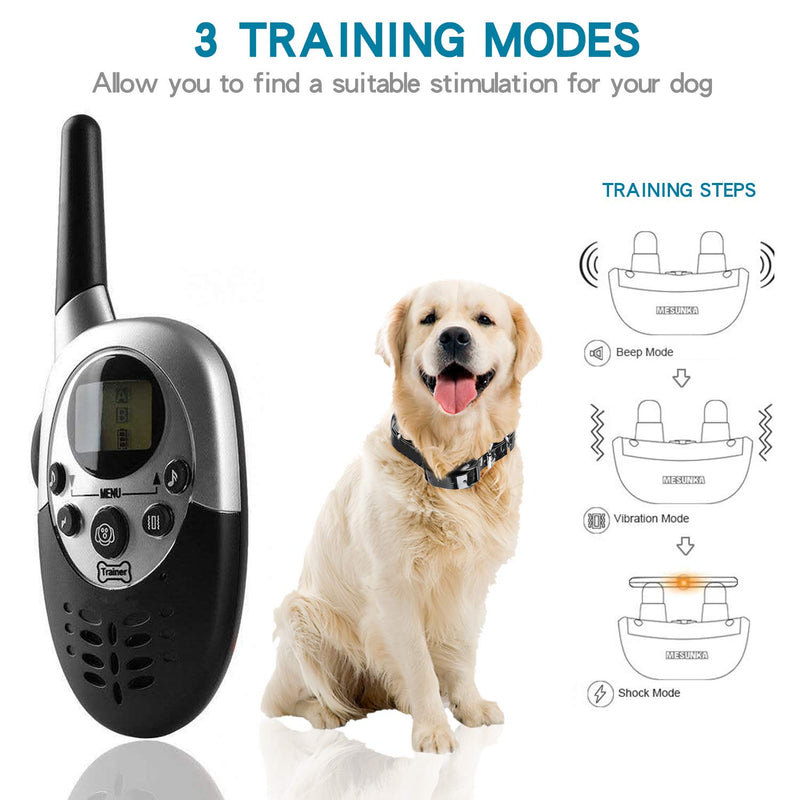[Australia] - NACRL Dog Training Collar with LED Light Electronic Rechargeable Waterproof with Remote and Receiver Vibration,Shock,Beep 3 Training Modes UP to 1000yd Remote Range Black 