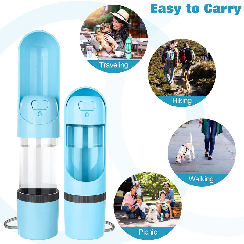 Portable Dog Water Bottle: Leak-Proof Cat Travel Water Dispenser, can Be Filled with Water and Food, Suitable for Kitty and Puppy Outdoor Walking, Hiking and Traveling Blue - PawsPlanet Australia