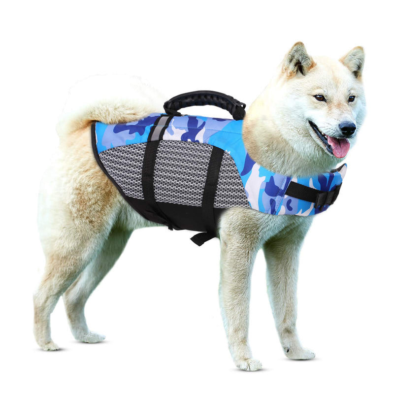 Letsqk Dog Life Jacket Dog Safety Vest with Adjustable Buckles Pet Life Preserver Jacket with High Buoyancy and Durable Rescue Handle for Swimming,Surfing,Boating,Hunting X-Small Blue - PawsPlanet Australia