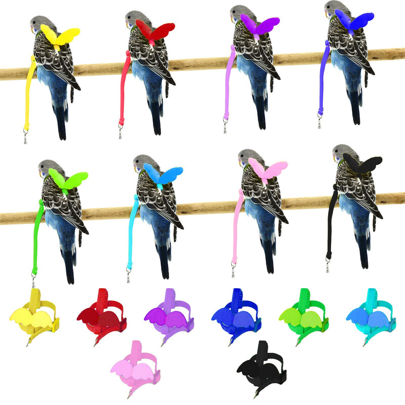 Dnoifne Pet Parrot Bird Harness and Leash, Adjustable Training Design Anti-Bite, Bird Nylon Rope with Cute Wing for Parrots, Suitable for Alexandrine, Scarlet, Keck, Mini Macaw and Same Size Birds black - PawsPlanet Australia