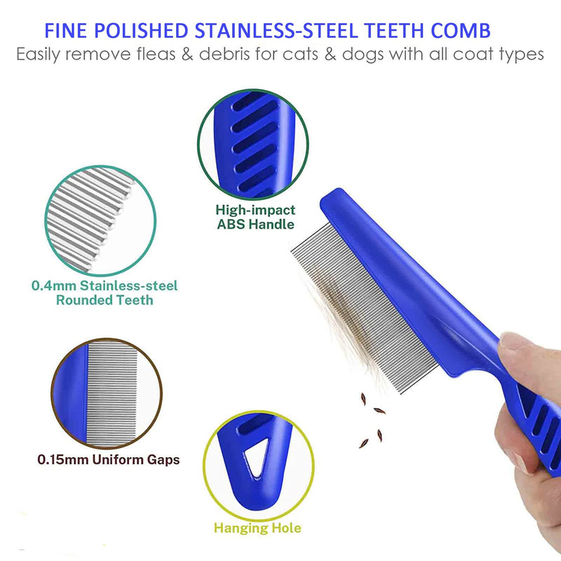 4 PCS Flea and Lice Combs, Stainless Steel Double Sided Dog Combs, Combs for Removing Tear Stains and Knots, Detangling Tool for Small, Medium and Large Pets - PawsPlanet Australia