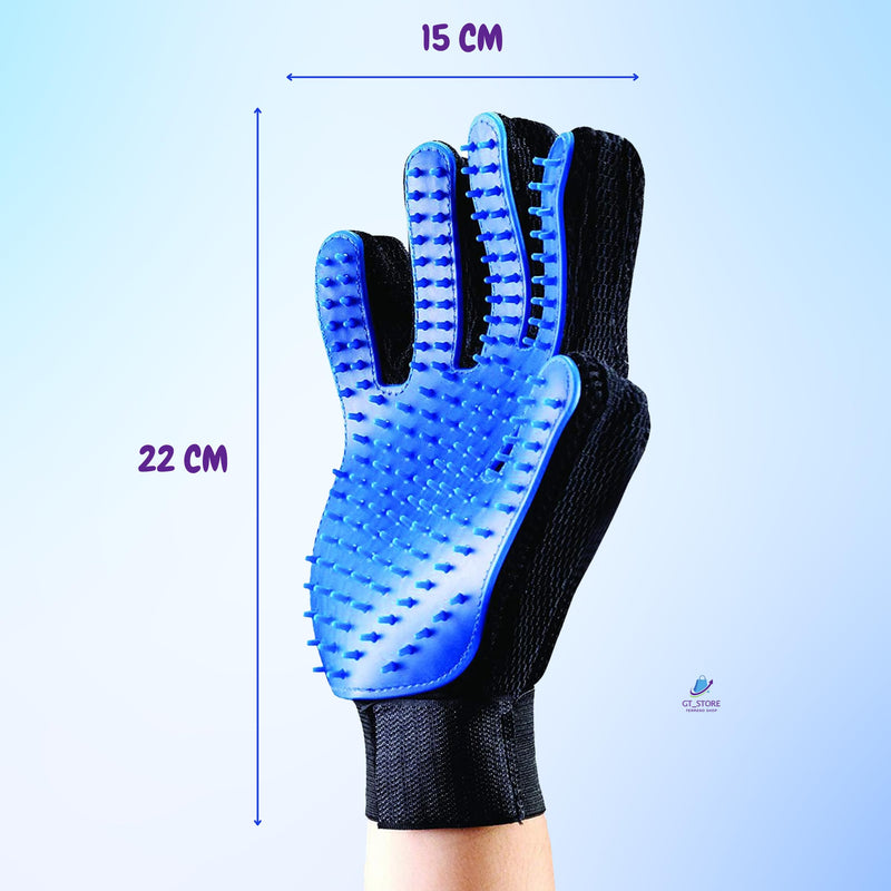 GT_STORE | Cat Glove, Dog Glove, Pet Hair Removal Brush, Pet Hair Removal Glove, Very Soft Massage with Free E-Book - (Blue Left) Blue Left - PawsPlanet Australia