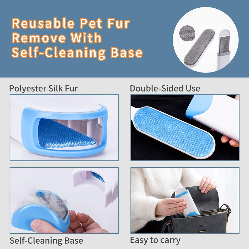 [Australia] - DOXILA Fur Removal Brush with Self-Cleaning Base Pet Hair Remover Brush for Furniture,Couch,Dog Hair Remover Brush for Shedding Short Hair cat Glove Hair removel,Double-Sided Dog & Cat Hair Remover Blue 