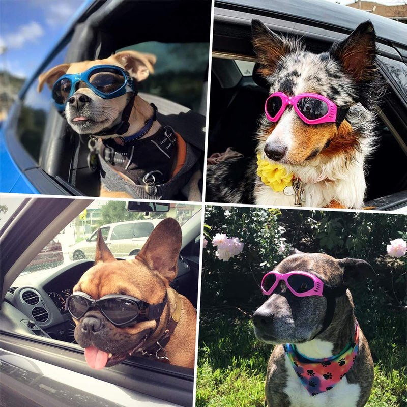 PETLESO Dog Goggles Stylish Pet Sunglasses Anti-Fog Waterproof Windproof Dog Sunglasses Eye Protection Anti-UV Goggles for Small/Medium Dogs - Black - PawsPlanet Australia