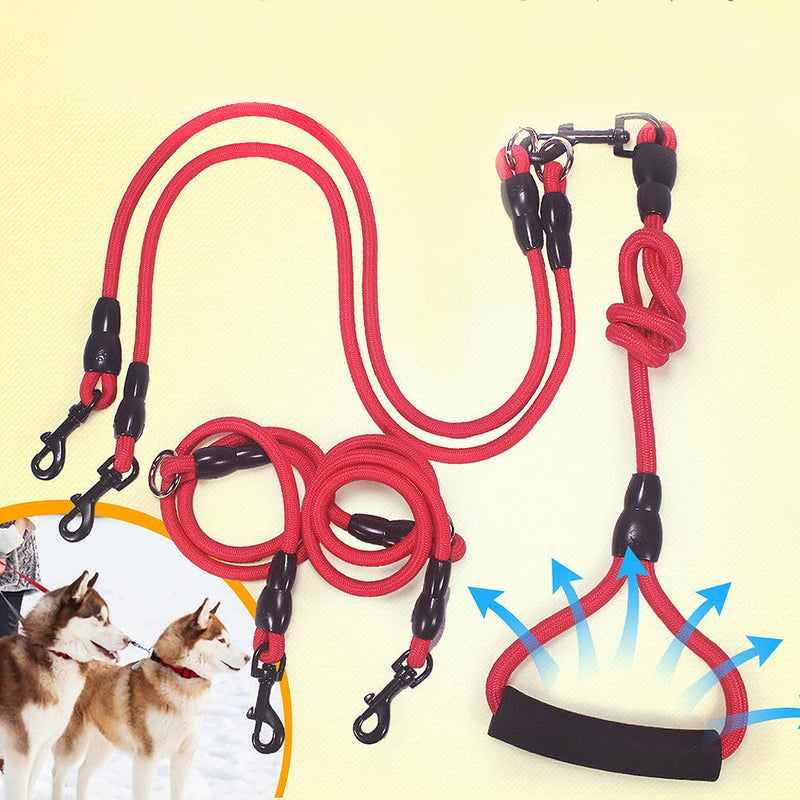 Dog leashes, 3-in-1 dog leash, with adjustable removable clutch, dog chain leash, anti-pull pet dog lead leash chain for one, two, three dogs, pet walking, hiking - PawsPlanet Australia