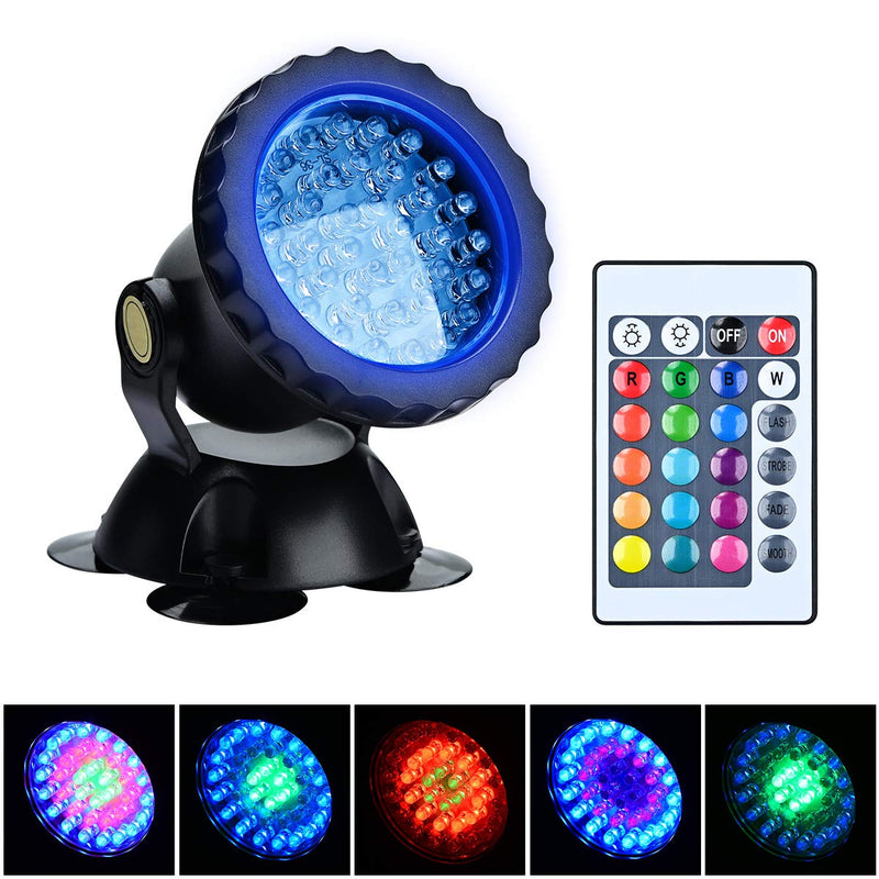 Lychee Waterproof Underwater Spot Lights,Remote Control Amphibious Change Color Submersible Lights for Garden Pond Aquarium Courtyard Swimming Pool Fountain Fish Tank (Set of 1) Set of 1 - PawsPlanet Australia