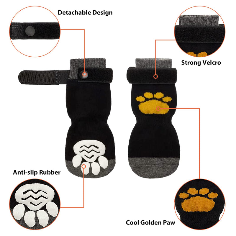 Dricar Dog Socks, 6 Pcs Anti-Slip Dog Socks Paws Stop Licking, Dog Cat Paw Protectors with Waterproof Rubber Bottom and Adjustable Straps, Traction Control for Pet Indoor Wear & Outdoor Walking (S) S - PawsPlanet Australia