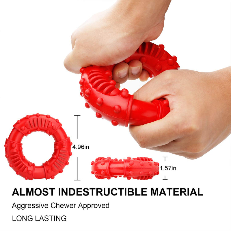 HAOPINSH Dog Chew Toy Durable for Extreme Chewers Dogs Strong Rubber Ring Interactive Large Dog Training Tough Toys for Aggressive Chewers Almost Indestructible Dog Great Gift (Red) - PawsPlanet Australia