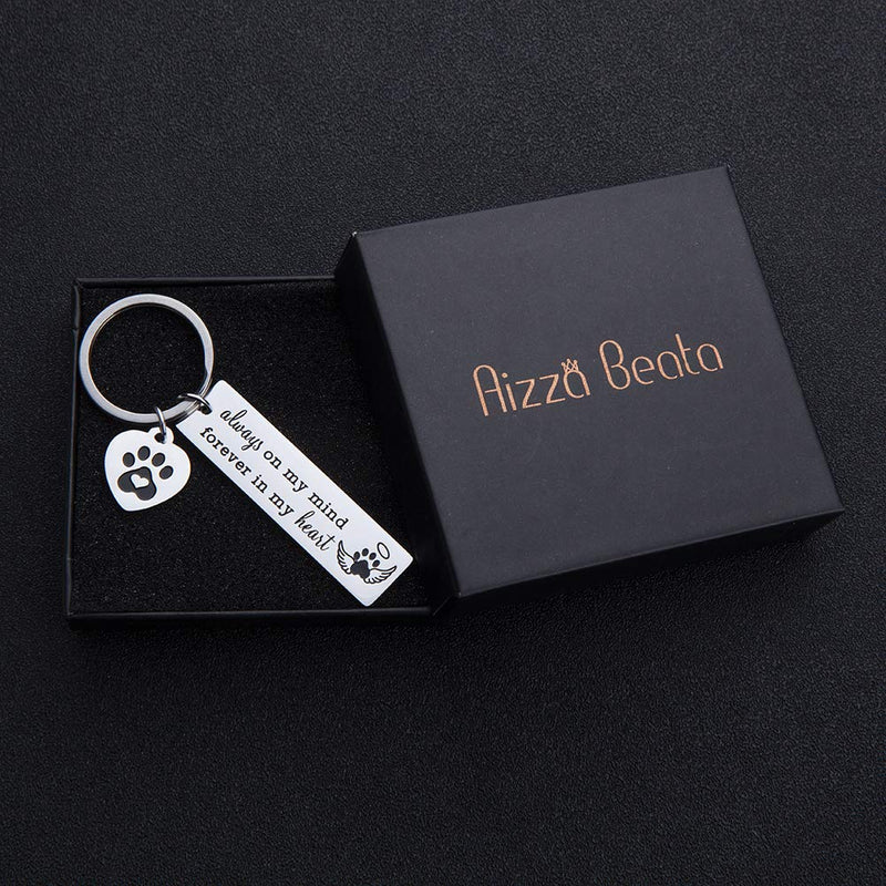 [Australia] - Pet Dog Memorial Keychain for Pet Dog Cat Lover Sympathy Gift Loss of Dog Personalized Remembrance Key Chain with Dog Cat Paw Prints Gifts Forever in My Heart for Pet Owner Men Women 