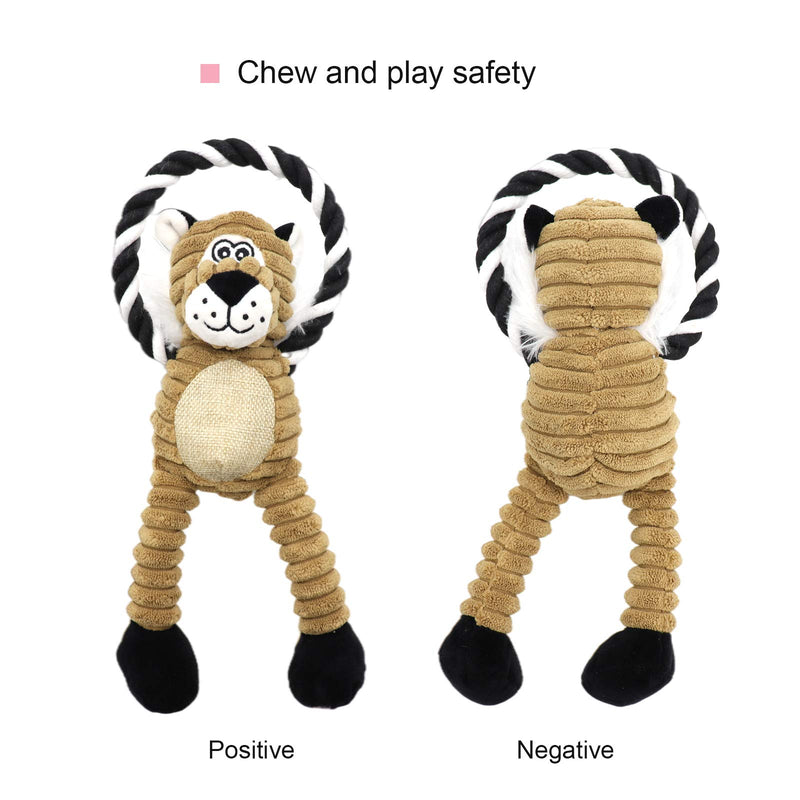 NASTRA Dog Toys for Puppy, Crinkle Squeaky Dog Chew Toys Squirrel Plush Dog Toy with Rope Knots for Small Dogs (Lion) lion - PawsPlanet Australia