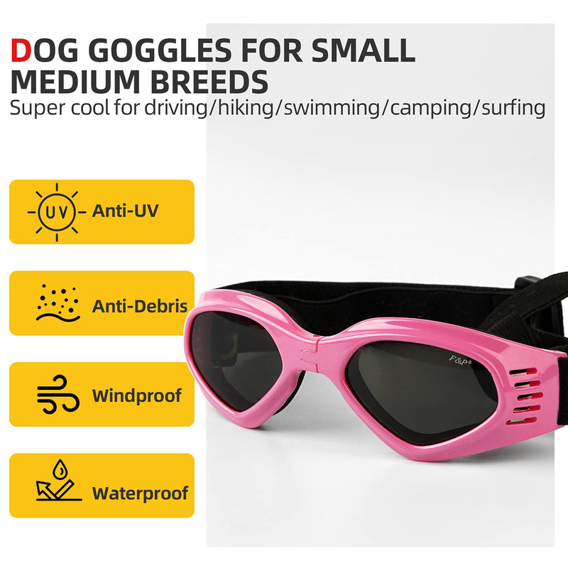 Dog Goggles for Small Dogs, Pet Sunglasses Adjustable Eye Wear Protection Windproof Sunglasses Black - PawsPlanet Australia