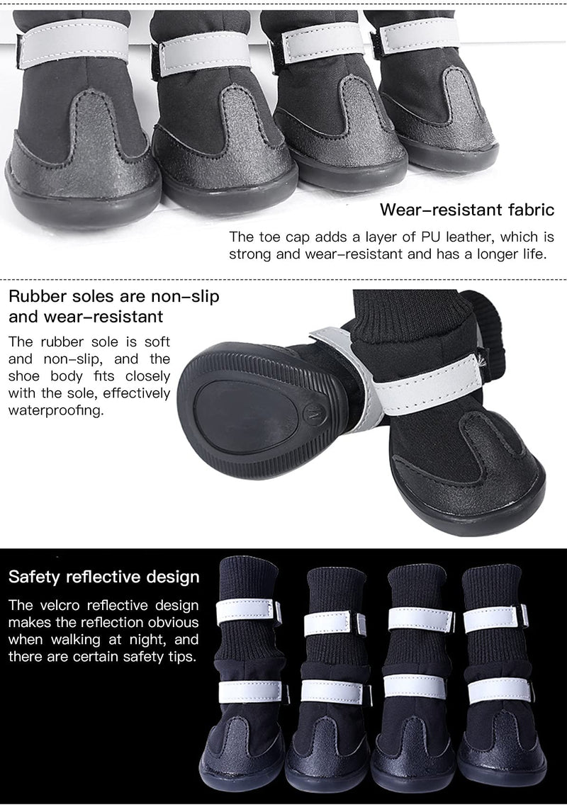 HAFRILY Dog Boots, Pet Paw Protector Suitable for outdoor walking of large, medium and small dogs, non-slip sole and adjustable elastic reflective belt (black) (M) M - PawsPlanet Australia