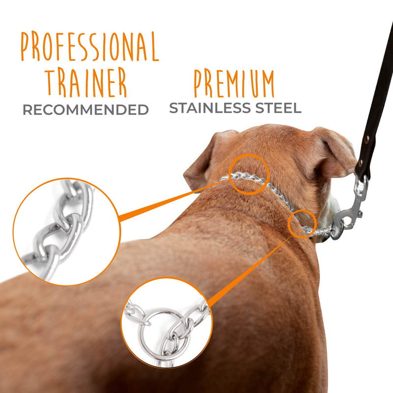 Mighty Paw Slip Collar. Premium Stainless Steel Choke Collar. Strong, Durable, Weather Proof, Tarnish Resistant Metal Chain. No Pull Dog Training Collar. 16" - PawsPlanet Australia