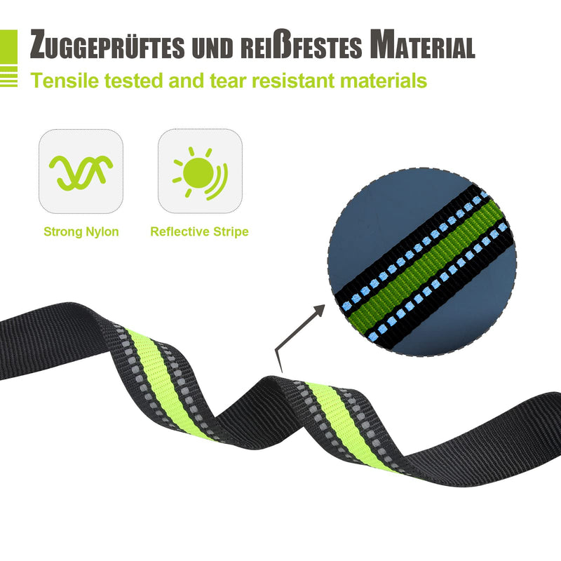 Snocyo drag leash for dogs 5m, robust dog leash for small, medium and large dogs, training leash with padded handle, reinforced carabiner and storage bag, green & black - PawsPlanet Australia