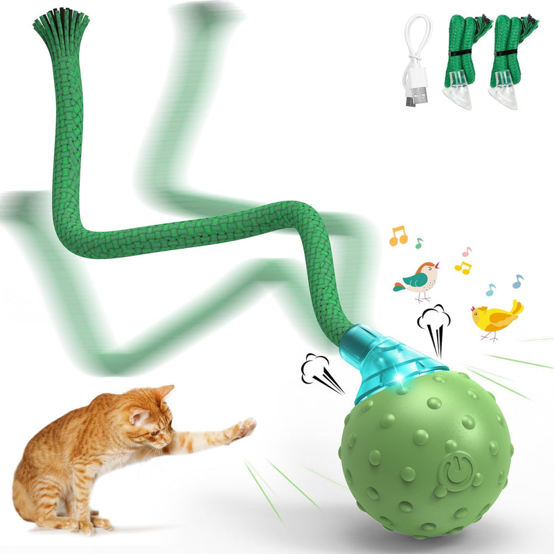 IOKHEIRA Electric Cat Toy, Interactive Cat Toy Ball Automatic Cat Toy with USB Rechargeable 3 Working Modes, Irregularly Moving Cat Toy (Green) Green - PawsPlanet Australia