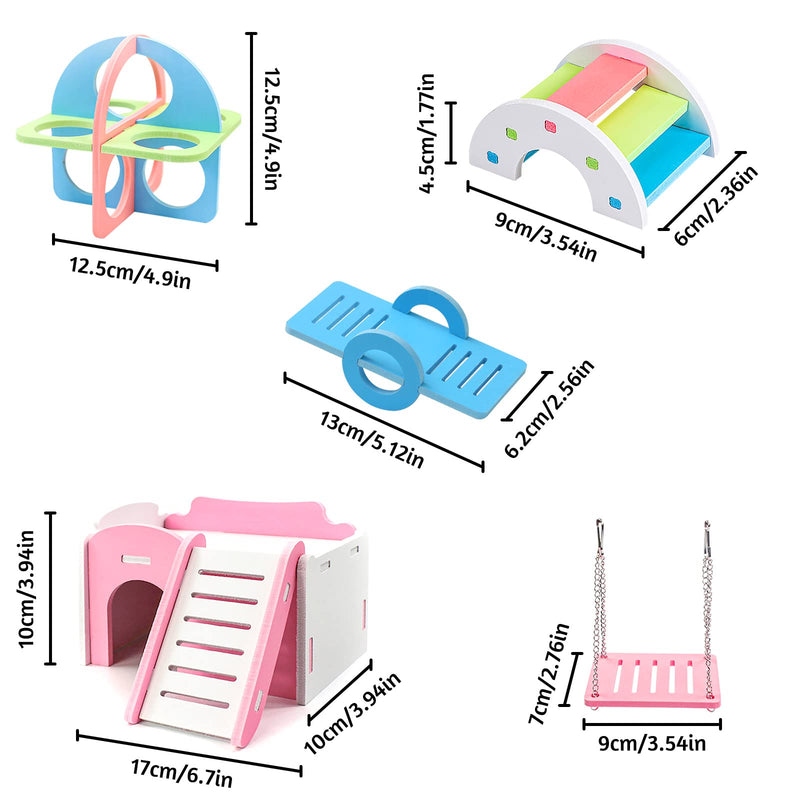 YHSKJCD 5 pieces hamster toys, DIY hamster accessories set, rocker swing house, rainbow bridge, hamster exercise toy for hamsters, rats, gerbils, small animals - PawsPlanet Australia