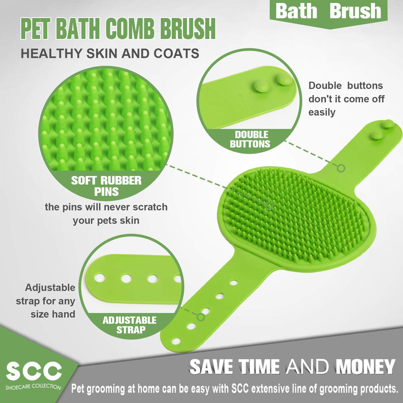 Premium New Grooming Pet Shampoo Bath Brush, Best Pet Bathing & Soothing Massage Rubber Comb with Adjustable Ring Handle for Medium & Large Dogs, Cats, Rabbits, Horses- Remove More Dirt & Loose Hair. - PawsPlanet Australia