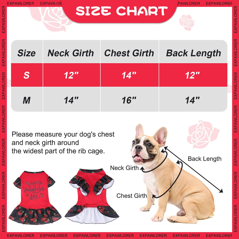 EXPAWLORER Valentines Day Dog Dresses for Small Dogs and Puppies, Girl Dog Dress Shirt Happy Valentines Day, Holiday Party Clothes Warm Cotton Skirt - PawsPlanet Australia