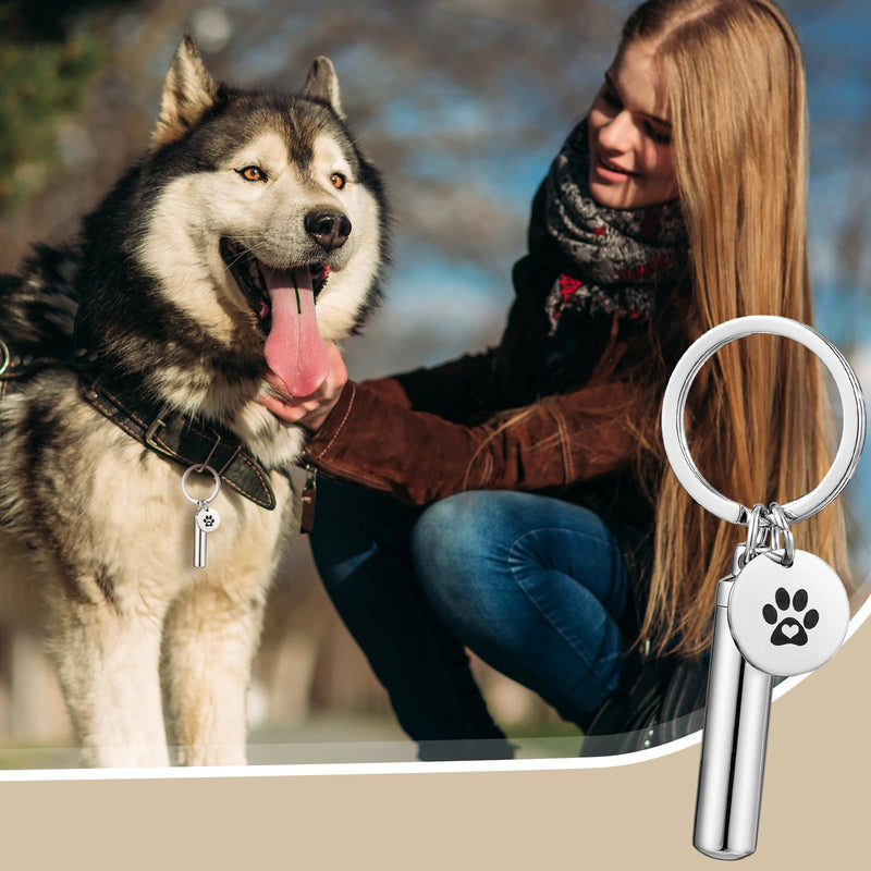 Loetere 4 Pcs Pet Urns Keychain, Paw Print Shape Urn Pendant Keychain for Pet Ashes Keepsake Stainless Steel Small Pet Urns for Dogs Small Pet Cremation Keepsake Pend Paw Print Memorial Urn - PawsPlanet Australia