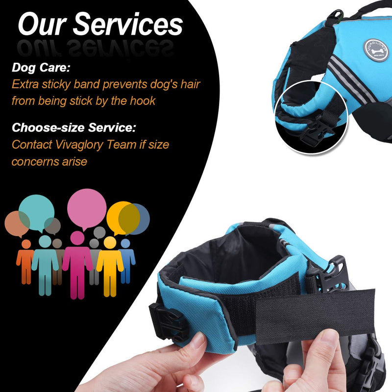 VIVAGLORY New Sports Style Ripstop Dog Life Jacket for Small Dogs with Superior Buoyancy & Rescue Handle, Lake Blue, XS XS: 43-51 cm (Ribcage Girth) - PawsPlanet Australia