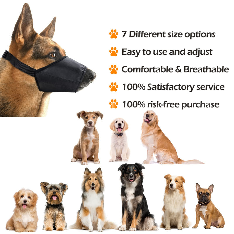 Dog Muzzles Suit, 7 PCS Anti-Biting Barking Pet Muzzles Adjustable Dog Muzzle Mouth Cover for Small Medium Large Extra Dog - Black - PawsPlanet Australia