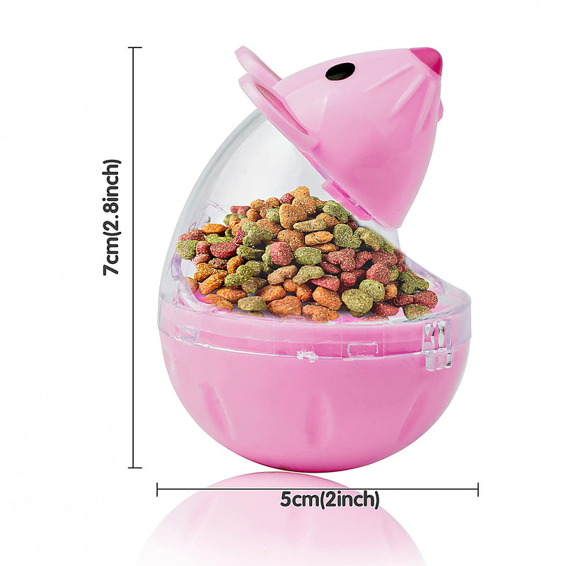 GEKUPEM 4 Pcs Cat Food Dispenser Cat Treat Toy Feeder Toy for Interactive IQ Treat Training Mouse shape Tumbler ( Pink White) - PawsPlanet Australia