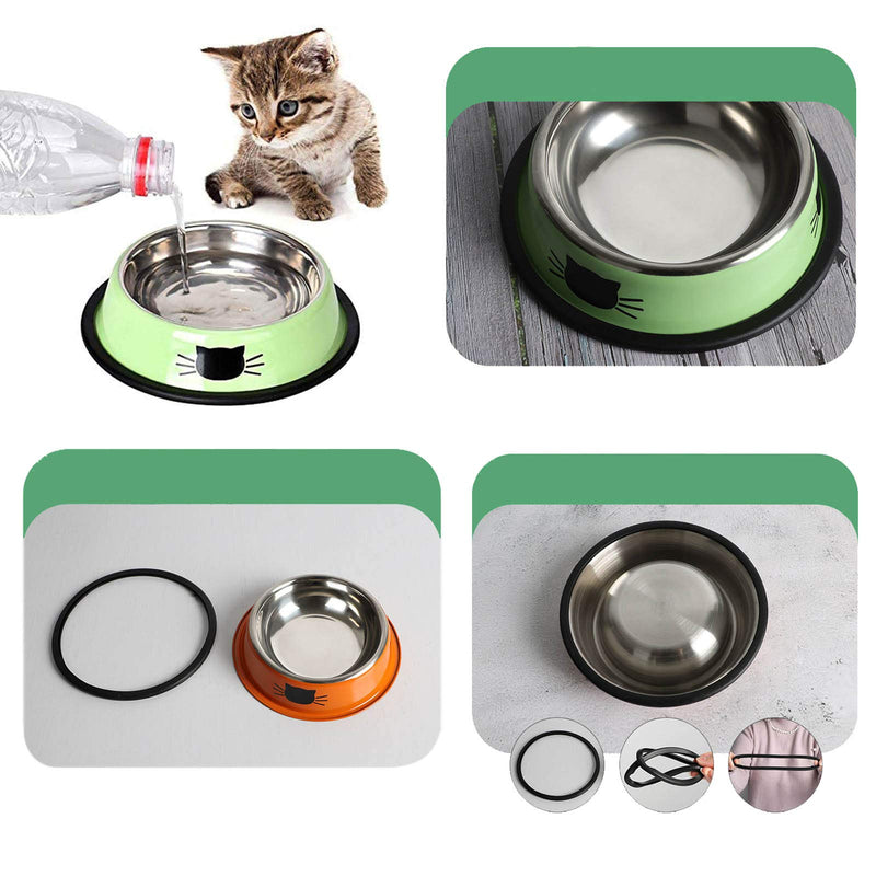 SUOXU Cat Bowls, Stainless Steel Colorful Cat Food Bowl, Non-slip Pet Water Bowl, Puppies Feeding Bowl, Set of 3 Metal Cat Bowl With Silent Pet Feeding(Blue/Purple/Green) Blue/purple/green - PawsPlanet Australia