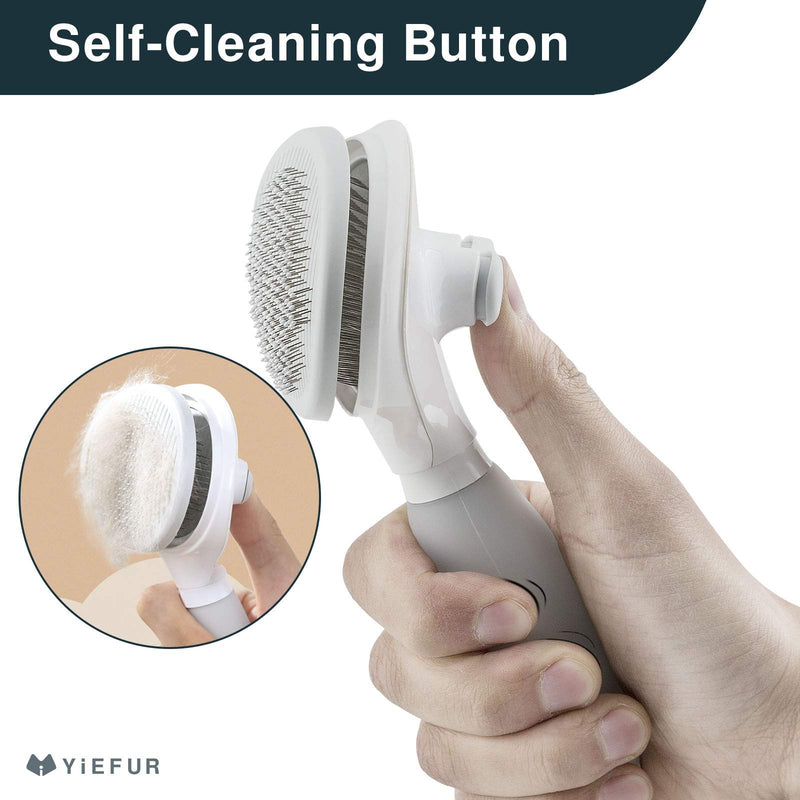 YiEFUR Self Cleaning Slicker Brush, Cat and Dog Brushes Pet Grooming Comb with Ergonomic Silicone Grip Detangling Shedding Tool for Removing Pets' Matted Fur, Knots and Tangles - PawsPlanet Australia