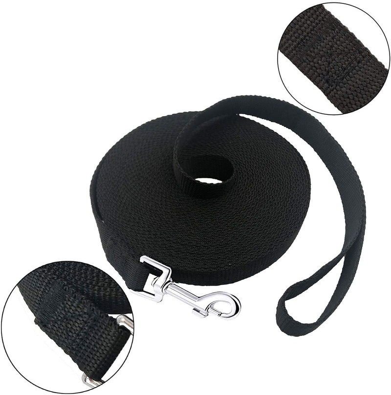 PETGOGO 15ft 20ft 30ft 40ft 50ft Long Dog/Puppy Lead Obedience Recall Training Dog Leashes for Small Medium Dogs Camping, Training, Play, or Backyard (15 FT, Black) 15 FT - PawsPlanet Australia