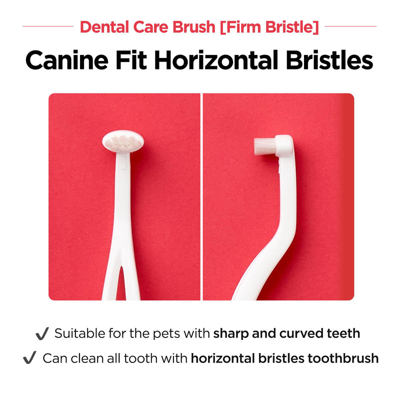 JAYU PET Dental Care Brush (Firm Bristles) - Resilient Toothbrush for Dog Tartar & Plaque Removal, Horizontal Head and S-Curved Body - PawsPlanet Australia