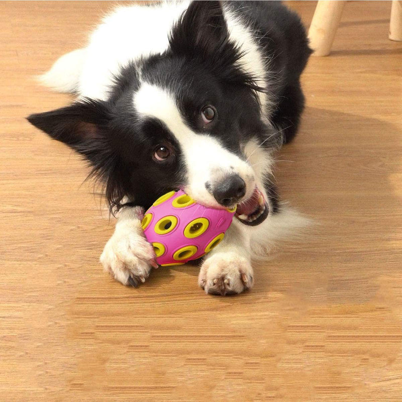 BDUK Dog Rugby Ball Dog Chew Toys Natural Rubber Dog Treat IQ Toy Interactive Dog Toys Bouncy Ball Toy Teething Toys Dispenses Pet Ball for Pets for for Interactive Training Fetch and Play,Pink - PawsPlanet Australia