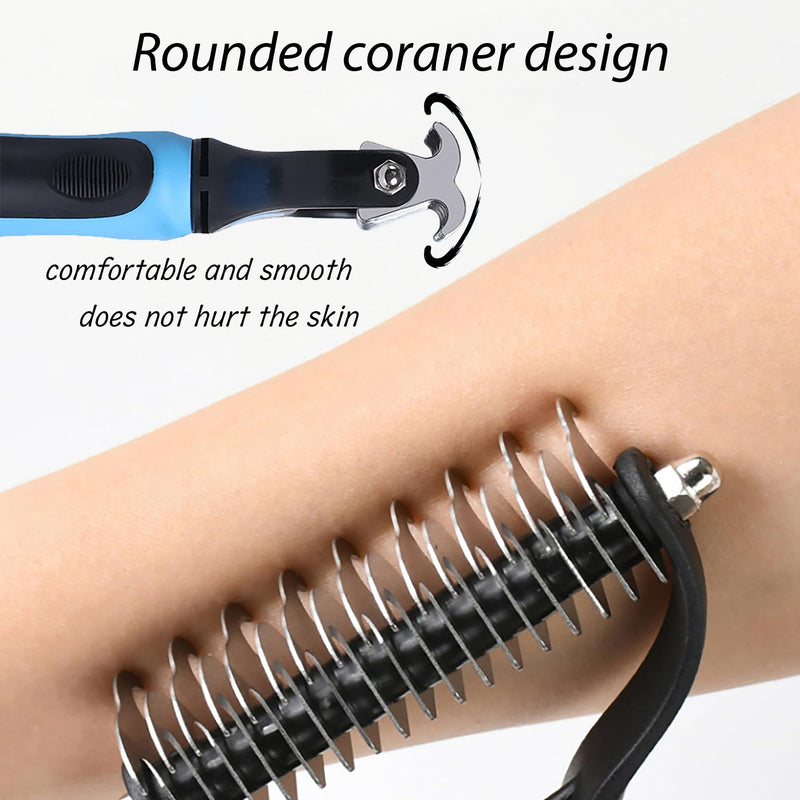 BELSVOR dog brush, cat brush, dog brush 17+9 teeth, dog brush for dogs and cats, dog brush for long hair for opening knots/undercoat, undercoat brush for dogs with comb - PawsPlanet Australia