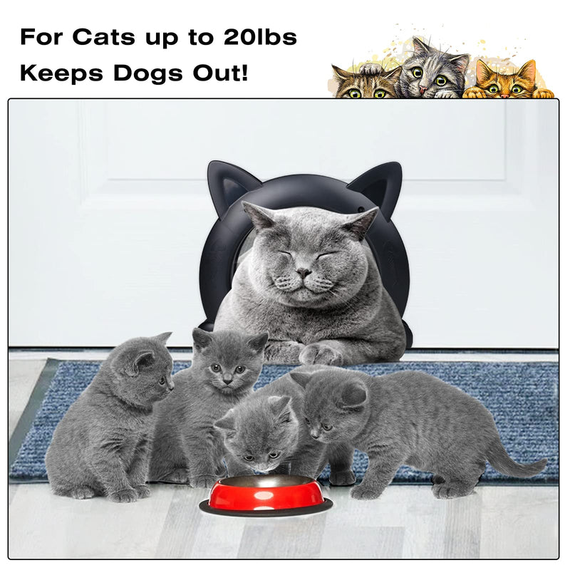 Cat Door Interior Pet Doors for Cats Kitty Shaped Hole Cat Gate Pass Fits Inside Door Hides Litter Box Furniture for Small Pets up to 21lbs Black - PawsPlanet Australia