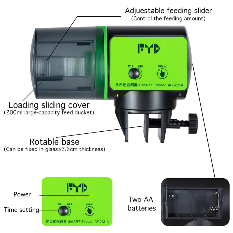 FYD Automatic Fish Feeder, Aquarium Auto Fish Feeder Food Timer Dispenser for Small Fish Tank, Vacation, Holidays - PawsPlanet Australia