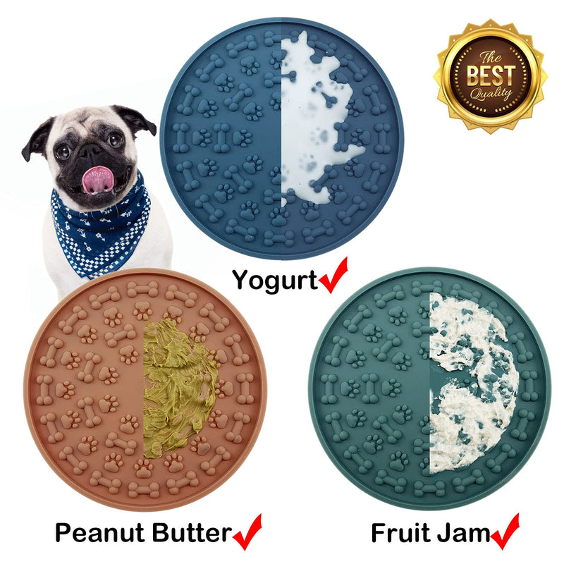 Lick Mat for Slow Feeder Dog Licking Mat Food Pet Slow Eating Peanut Butter Anti Non Slip Strong Suction Fun Alternative Dog Puzzle Toys Calming Mat Anxiety Relief for Dogs & Cats 2Pcs 1.BLUE+GREEN - PawsPlanet Australia