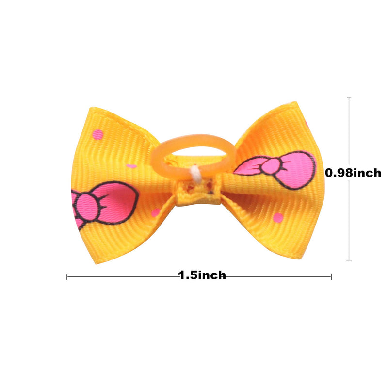 [Australia] - YAKA YAKA60Pcs/30Paris Cute Puppy Dog Small Bowknot Hair Bows with Clips(or Rubber Bands) Handmade Hair Accessories Bow Pet Grooming Topknot Products 60pcs,Cute Patterns Rubber Bands Style 3 