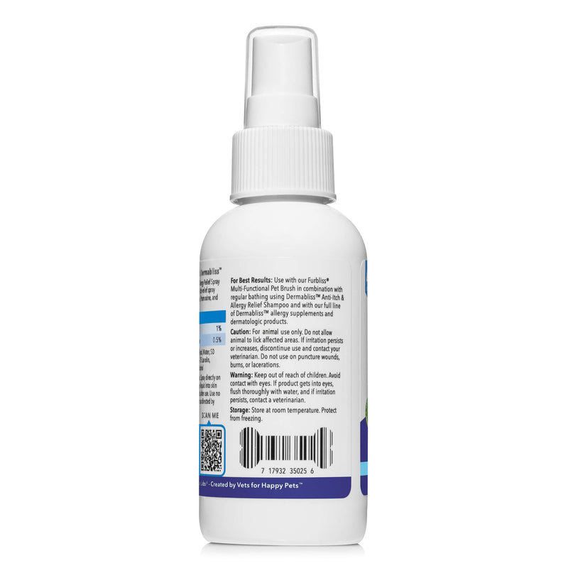 VETNIQUE LABS Dermabliss Anti-Itch & Allergy Relief Spray for Dogs & Cats with Hydrocortisone for Skin Care & Hot Spots - Fragrance Free, Ditch The Itch 4oz Spray Bottle - PawsPlanet Australia