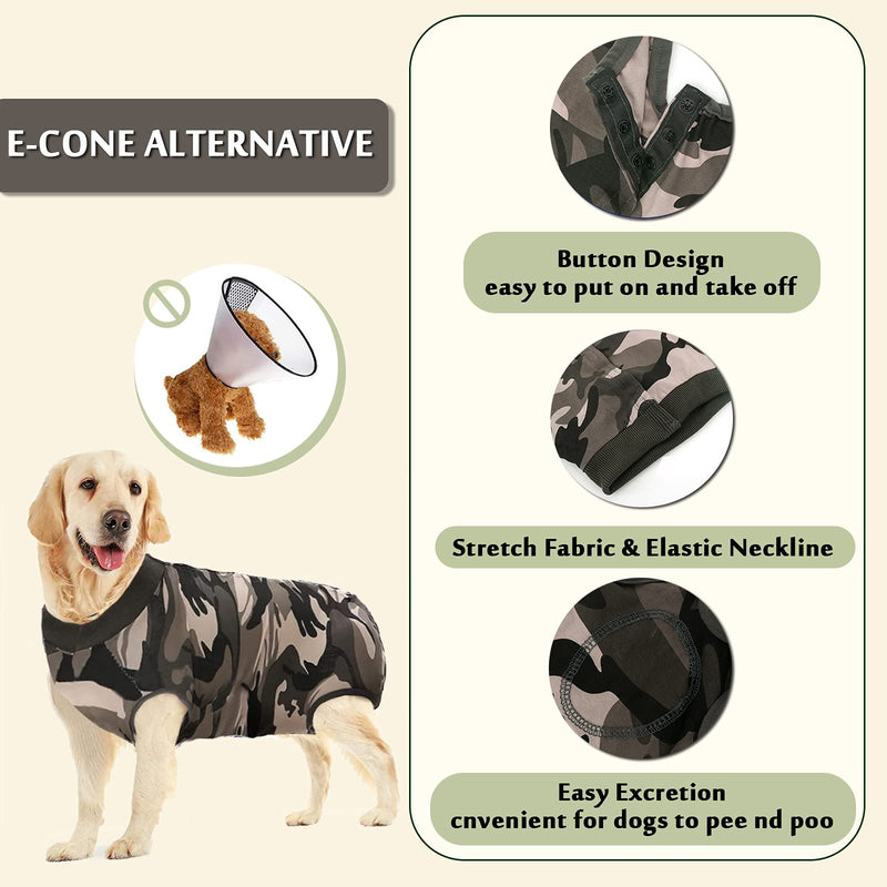 Hipet Dog Surgical Recovery Suit for Abdominal Wounds or Skin Diseases, Dog Onesie for Surgery E-Collar & Cone Alternative Anti-Biting Lick Wound (XS, Camouflage) XS - PawsPlanet Australia