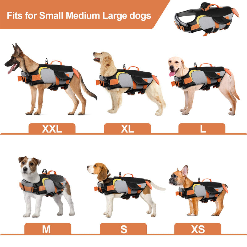 Kuoser Dog Life Jacket Vest, Adjustable Penguin Shape Dogs Swimming Vest, Safety High Visibility Pet Floatation Vest Life Preserver for Small Medium and Large Dogs for Swimming and Boating Black XS X-Small Penguin Black - PawsPlanet Australia