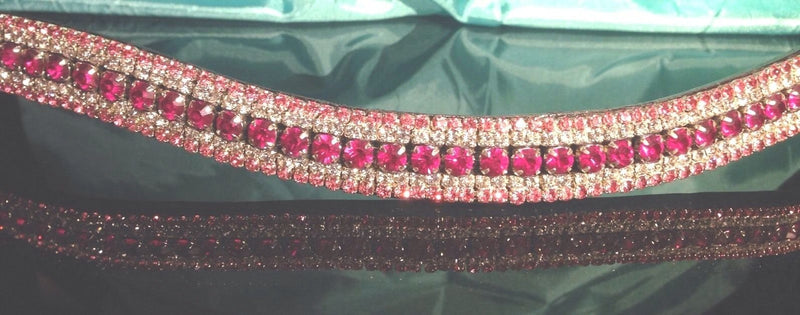 Cwell Equine Dressage Crystal Bling 5 Rows crystal Browband Pink crystal Rhinestones sparkly Black PONY 14" - PawsPlanet Australia
