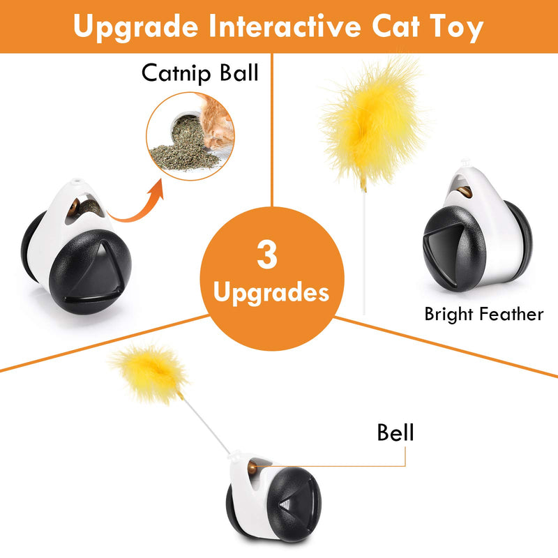 [Australia] - DXCEL Cat Toys for Indoor Cats, Interactive Cat Toy Balance Swing Car Cat Chase Toys with Feather and Catnip for Cats Entertainment Hunting Exercise, Bells Included 